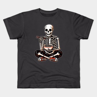 Skeleton Eat Ramen Noodle Kids T-Shirt